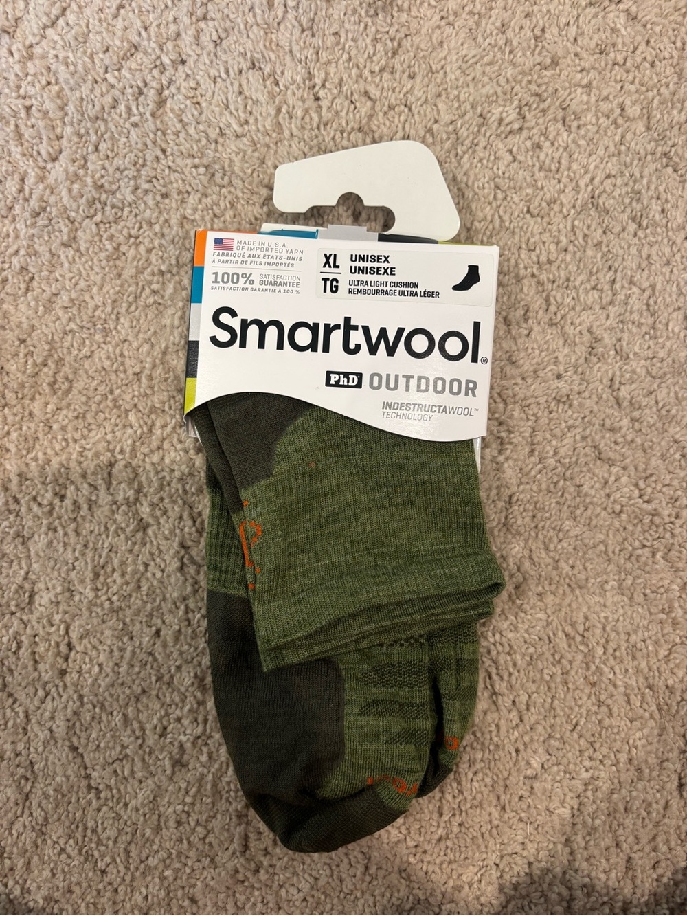 Smartwool PhD Outdoor Unisex Socks - Olive Green with Dark Green Accents